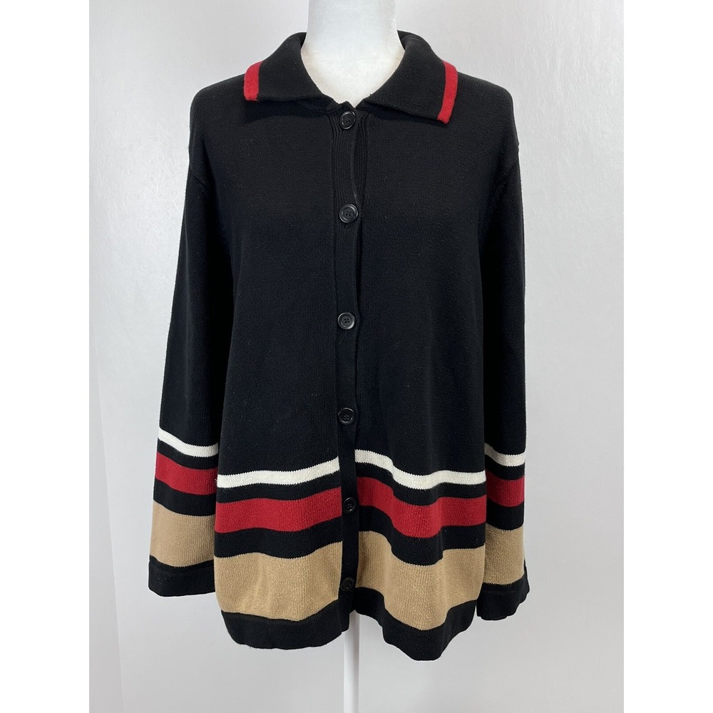 Womens Jones New York Cardigan Sweater Sz 2X Plus GUC Striped